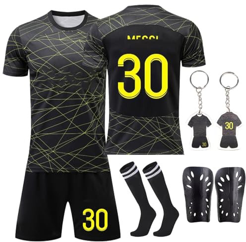 Ronronner Conjunto de camiseta de fútbol para niños, nº 7, camiseta de fútbol para niños, camiseta de entrenamiento de fútbol para niños con calcetines y espinilleras, 30, 150-160