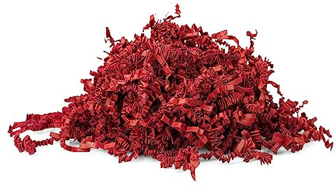 SizzlePak als Füllmaterial – 1 kg – Verpackungsmaterial für Geschenk, Geschenkbox, Präsentkorb, Holzkiste, Flaschen an Weihnachten – geschreddertes Papier für Pakete, Schultüte – DUNKELROT