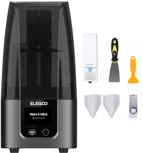 ELEGOO Mars 4 Ultra MSLA Resin 3D Drucker mit 7 Zoll 9K-Monochrom-LCD, Hohe Präzision, Wi-Fi-Konnektivität, Mühelosem Nivelliersystem, ACF-Release Liner Folie, Druckgröße 153,36 x 77,76 x 165 mm³