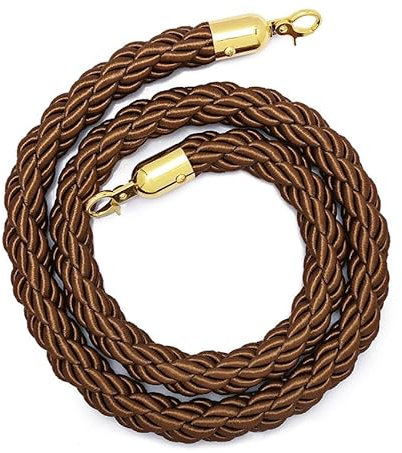 CHUXIBA Absperrseil mit goldenen karabinerhaken Hanfseil (Ø32 mm) 1-5m personenleitsystem absperrband absperrkordel crowd control rope/Brown/2m