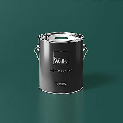 New Walls Premium Wandfarbe Grün, Smaragdgrün Liquid Luxury Dispersionsfarbe für Innenräume – 5 L