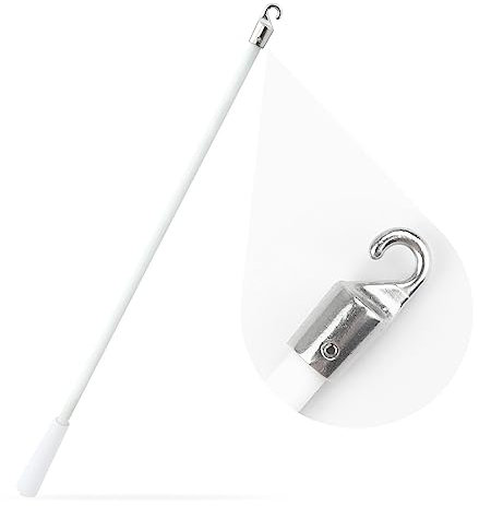 Baguette de store en fibre de verre blanche de 43 cm avec crochet en métal, baguette d'inclinaison pour store vertical, pièces de rechange, tige de rideau pour ouvre-fenêtre, 1 pièce
