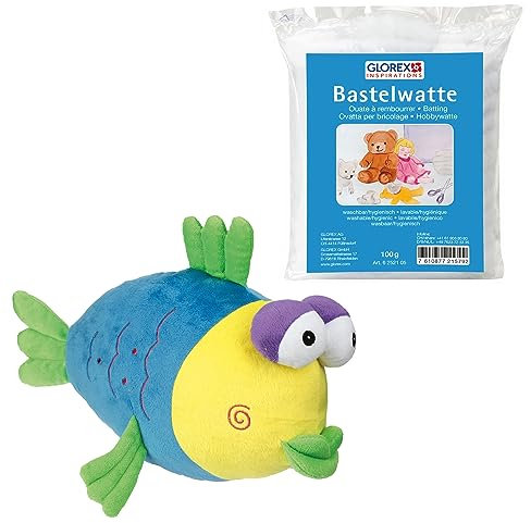 Glorex 04800-1K - Komplettset Kuscheltier zum Selberstopfen, Fisch Lucie, ca. 33 cm, inkl. 100 g Watte, zum Basteln und Kuscheln