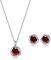 immobird Schmuckset Silber 925 Damen mit Juli Geburtssteine Rubin Rose-Design Klassischer Stil Weihnachten Geschenke Für Frauen Mama Frau