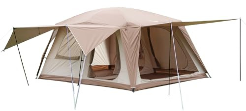 Vidalido 8-10 Personen Campingzelt mit 3 Türen 2 Zimmer große Familien-Kabinenzelte, Doppellagiges wasserdichtes tragbares Glamping-Zelt, große Zelte für Outdoor-Camping, Wandern