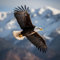 adrium Acryl-Bild 100 x 100 cm: Weißkopfseeadler im Flug mit Bergen im Hintergrund. 3D-Rendering (202810423)