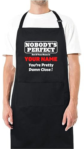 Be Buz Delantal impreso personalizado para cocina, barbacoa, parrilla, chef, delantales para hombres y mujeres, delantal personalizado con bolsillos, delantal personalizado regalo para él y ella,