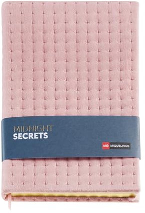 Miquelrius Notizbuch A5 (148 x 210 mm), innen weiß gepunktet, 80 Blatt 100 g/m², Kartoneinband mit Samteffekt, Kupfer-Tönungsschnitt, Kollektion Midnight Secrets, Rosa