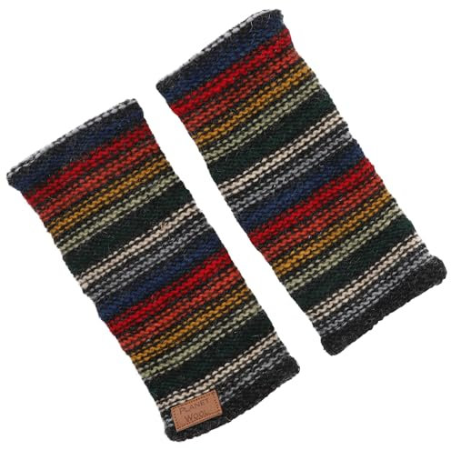 GURU SHOP Scaldamani in lana, scaldamani etnici, scaldamani da uomo/donna, rosso, taglia unica, nero/multicolore, Taglia unica