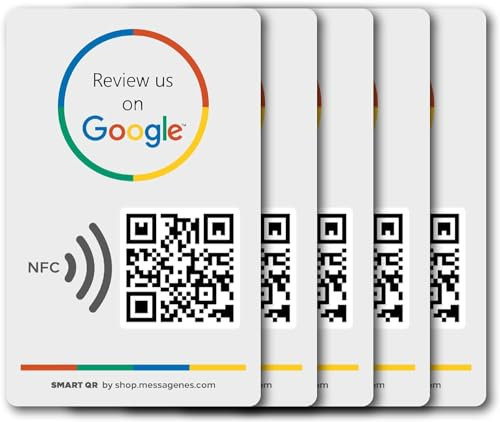 Aufkleber für Google-Bewertungen, 5 Stück, QR & NFC-Aufkleber, hinterlassen Sie uns Ihre Bewertung auf Google, Aufkleber für iPhone & Android, Aufkleber für meine Bewertungen – Einrichtung zu Hause |