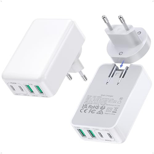 USB C Ladegerät, 4-Port USB-C mit USB-A Netzteil für iPhone 16 15 14 13 12 11 Pro Max, Samsung, Abnehmbarer Stecker 40W USB Schnellladegerät Handy Ladestecker Fast Charger USB C