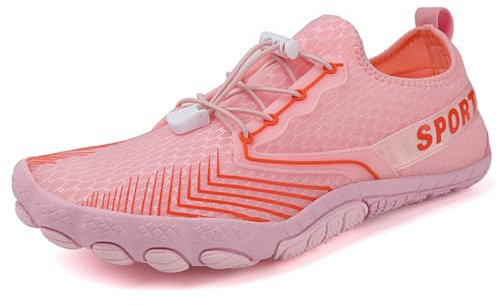 AUXDIQ Schwimmschuhe Badeschuhe Aquaschuhe Surfschuhe Wasserschuhe Strandschuhe Barfuß Schnell Trocknend für Damen Herren, Rosa, 41 EU