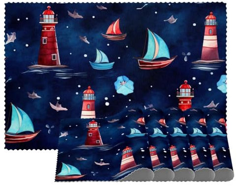 Tischsets,1er Set,rutschfeste,waschbare Tischsets,Anker Leuchtturm Schiff Fisch