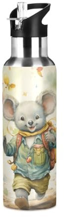 Linnyio Enfants Aquarelle Koala Gourde Sport Étanche,Sans BPA,Bouteille D'Eau Isolée Thermos Sport Tasse À Vide en Acier Inoxydable,1000ml/600ml