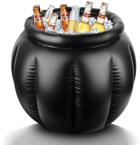 Zhwidnerso Halloween Cauldron Inflatable Drinks Cooler, 22 x 18 Inch Witches Large Kettle Decoration for Drinks, Sweets, Snacks Party