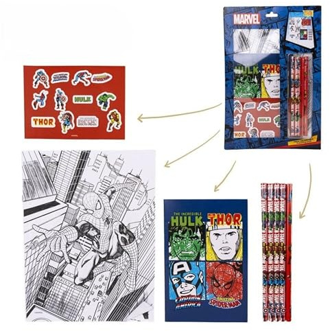Marvel Avengers Colouring Stationery Set for Kids – A4 Colouring Pages, A5 Sketchbook, Crayons & Stickers – Creative Superhero Art Kit for Travel, School, Crafts & Fun – Encouraging Gift Set for Kids