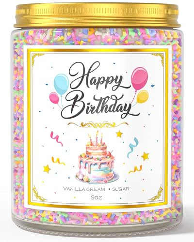 VEGISHINE Birthday Candles Gifts for Women, Birthday Gifts for Women Men, 9 oz Happy Birthday Candle with Vanilla Birthday Cake Scent, Women Friendship Ideas