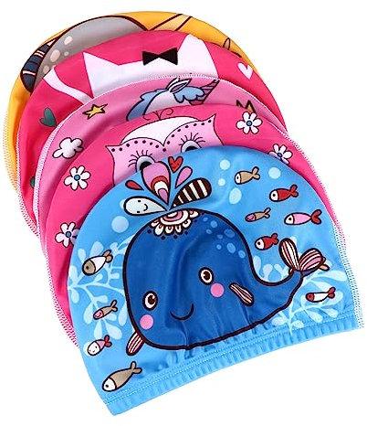 Anneome Cuffia Da Nuoto Per Bambine 5 Pezzi Cuffie Da Nuoto Elastiche Per Bambini E Bambine Cuffia Da Bagno Taglia Unica Adatta A Bambini E