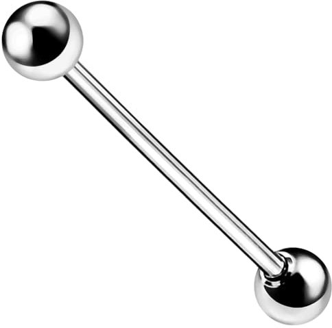 AZARIO LONDON Piercing industrial de titanio de grado G23, calibre 14, con bola, 42mm Length - 5mm Ball, Titanio de grado G23, No es una piedra preciosa