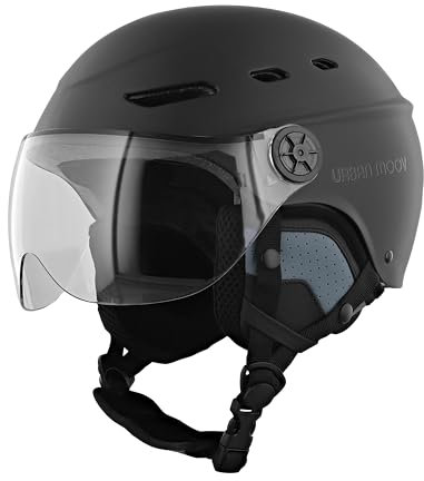 T'nb - Casque de Protection avec visière et Cache-Oreilles détachables, Taille L – Noir