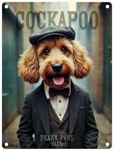 Small (150 x 200mm) Metal Sign - Peaky Paws Club - Cockapoo