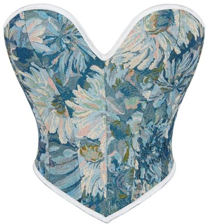 Weißes Korsett-Top für Damen, florales Korsett-Top, Renaissance-Überbrust-Bustier, Spitze, weiße Weste, Netz-Crop-Top, Cottagecore-Westen, Y2K, Top, Schnürung, Fischgrätenmuster, TikTok,