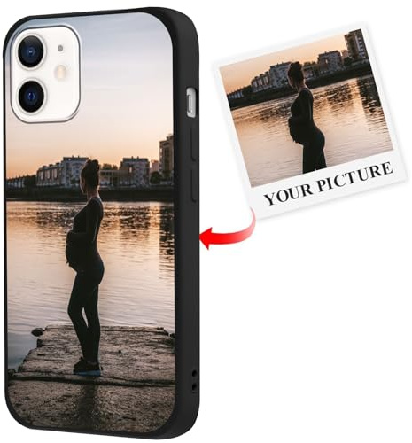 Xylota Personalisierte Handyhülle für iPhone 12 mini 5,4'', Personalisiert Hülle mit Selbst Gestalten Eigenem Bild Foto Schutzhülle, Individuelle Design Silikon Case für iPhone 12 mini,Schwarz