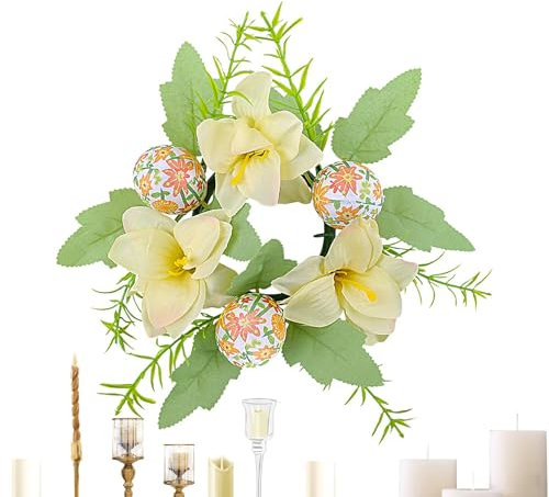 Osterkerzenringe Kränze, 20 cm kerzenringe Für Stabkerzen, Künstliche Blumenkränze Kerzenkränze, Blütengirlande Frühlingskranz, Stabiler Tischaufsatz Für Das