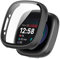 KANOYO Hülle Kompatibel mit Fitbit Sense 2 / Fitbit Versa 4 Schutzhülle,Integriertes PC + Glasmaterial,Ultradünne HD Hartglas Glas,Kratzfest,Vollständiger Schutz Case (Schwarz)
