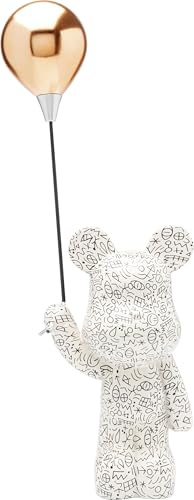 Kare Design Deko Figur Balloon Bear, Weiß, XL, Deko Objekt, Wohnaccessoires, Bär mit Ballon, Tiermotiv, Handgearbeitet, 54x17x11 cm (H/B/T)