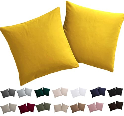 Soifox Kissenbezug 40x40 2er Set - Gelb kopfkissenbezug Für Kissen 40 x 40 cm 100% Mikrofaser Resistent und Hypoallergen Kissenbezüge mit Reißverschluss