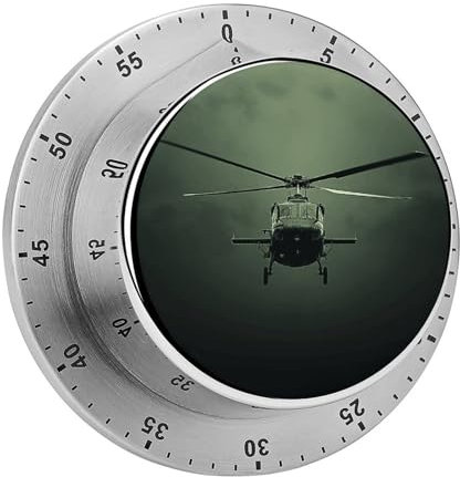 Mechanischer Küchentimer mit Hubschrauber, Edelstahl, Countdown-Timer, magnetische Timer, Uhr mit Alarm, niedlicher Koch-Timer für Zuhause, Backen, Kochen, Ofen