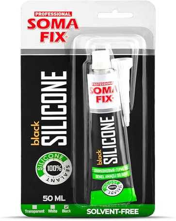 Silicone Sealant - Flexible Silicone Tube for Wood, Parquet, Bathroom, Sink, Windows - Multi-Purpose, Waterproof (Black, 50ml)