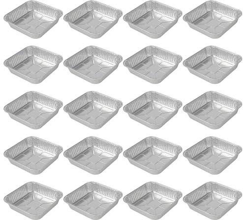 20 Piezas Bandejas Aluminio Cuadrados Recipientes Resistentes A Temperatura para Horno Y Aire Freyers Accesorios para Hornear