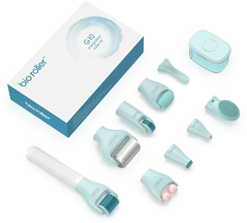 Drpenlike Système de roulement à micro-aiguilles 10 en 1 pour usage domestique, rouleau derma roller pour massage des cicatrices d'acné, anti-rides, outils de soins de la peau