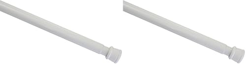 GARDINIA Tension Rod, Metal Rod, Extendable, Curtain Pole without Drilling or Screwing Required, Diameter 23/26 mm, Length 90-140 cm, White (Pack of 2)