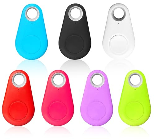 LEKEFETO Set di 7 Localizzatori di Chiavi Bluetooth Tracker con Allarme da 80-90dB - Localizzatore di Oggetti per Biciclette, Animali Domestici, Valigie | Batteria CR2032 Sostituibile, Multicolore