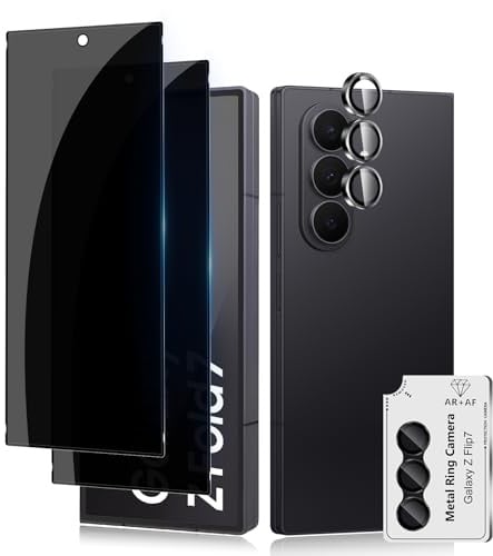 Lutree Anti-Espion Verre Trempé pour Samsung Galaxy Z Fold 7 5G/ Z Fold7 5G, 2+1 Pièces Anti-Spy Protection écran + Caméra Lentille Protecteur Film, 9H Dureté Sans Bulles Privacy Protecteurs d'écran