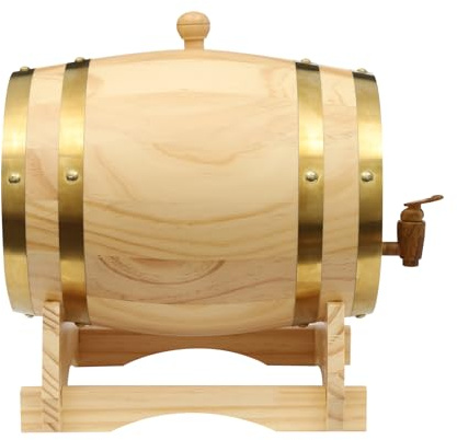 5L Weinfass 30x22.5x28.5cm Kiefernholz Holzfass Weinfass mit Ständer und Zapfhahn Original Holz Weinfass für Wein und Whiskey Personalisiertes Holzfass Classic Whiskey Karaffe Set