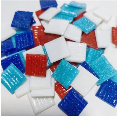100g/3.5oz(Approx.35pcs) Mosaic Quartz Tiles 2cm/0.78in Square Tile 0.4cm/0.15in Thickness DIY Craft Materials Mixed Color for DIY(Color 5)