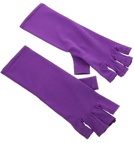 ARTSEWPLY Fingerlose Anti Uv Handschuhe Maniküre Handschuhe Atmungsaktiv Polyestermaterial Violett Halbfinger Uv Schutz Für Nagelkunst Und Hautpflege