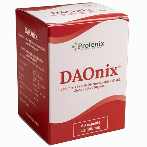 Dao integratore Per Il Controllo dell’eccesso di Istamina 400mg Enzima Dao di origine vegetale Con Zinco Bisglicinato Ribes Nigrum Perilla Scutellaria Zenzero 60 Capsule Daonix Profenix