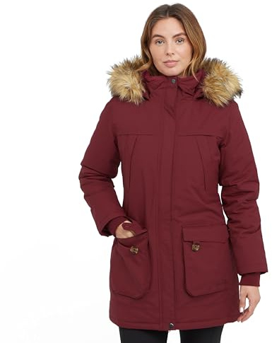 Peter Storm Women’s Paloma Waterproof Parka Jacket with Faux Fur Lined Hood & 4 Pockets, Insulated & Adjustable Winter Coat (UK, Numeric, 18, Regular, Regular, Red)