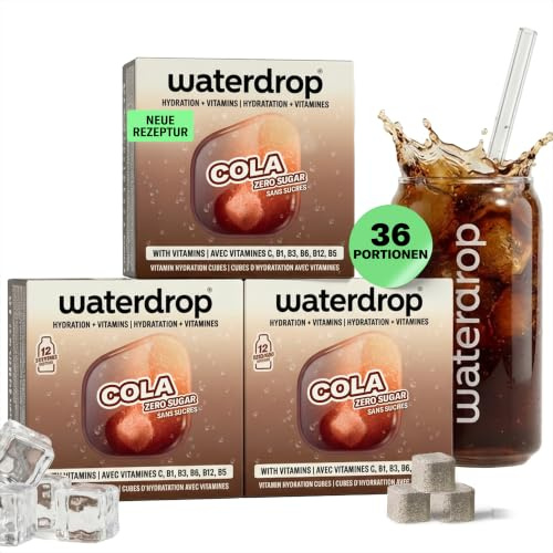 waterdrop® Cola - Zuckerfreie Softdrink Würfel mit Vitaminen | neue Rezeptur - zuckerfreies Getränkepulver für Wasser mit Vitaminen – Zero Cola Alternative, vegan, gluten- & kalorienfrei