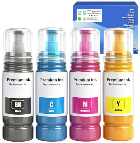 TONTINTA Compatible Ink Bottles for ET-1810 ET-2710 2711 2712 2714 2715 ET-2720 2721 2726 ET-2810 2811 ET-2865 ET-2871 ET-2876 ET-4700 ET-2870 ET-4800 ET-4810 ET-4700 ET-14100 Printers (4 Pack)