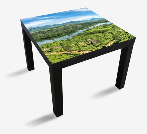 Wallario Möbelfolie selbstklebend/Aufkleber, Tischfolie geeignet für IKEA Lack Tisch - Möbeldeko Flusstal inmitten grüner Hügellandschaft in 55 x 55 cm