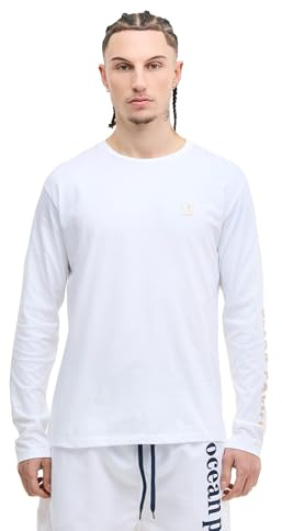 Ocean Pacific Herren Langarmhemd Normale Passform Esperance M, White/Multicolour