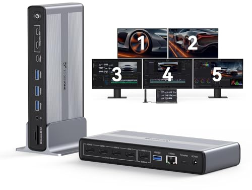 TobenONE Dockingstation 5 Monitore, Kühlventilator, 8K+Quad 4K @ 120Hz Display