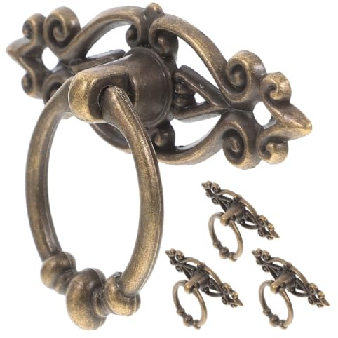 Fenical 4 Stück Schubladengriffring aus Zinklegierung in Vintage Stil Antike Möbelknöpfe für Küchenschrank und Kommode Einfache Montage und Mühelose Pflege in Gold