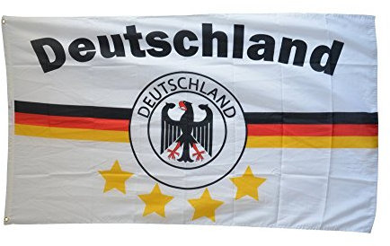 Flaggenfritze® Fanflagge Fahne Deutschland weiß 4 Sterne - 90 x 150 cm